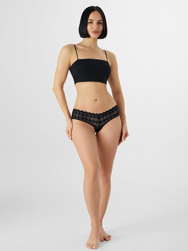 Трусы слипы женские черные кружевные - 7