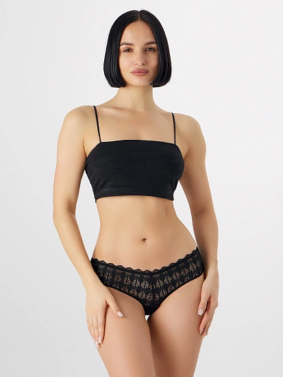 картинка Трусы слипы женские черные кружевные от магазина стильной одежды Mark Formelle
