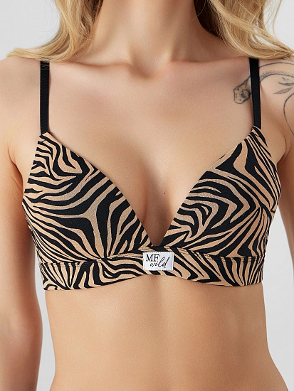 картинка Бюстгальтер t-shirt женский бежевый с анималистичным принтом от магазина стильной одежды Mark Formelle