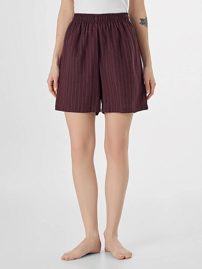картинка Шорты домашние женские коричневые в полоску от магазина стильной одежды Mark Formelle