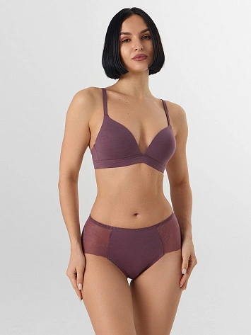 Трусы женские макси фиолетовые кружевные