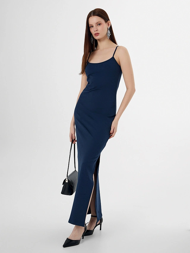 Сарафан макси женский синий - 8