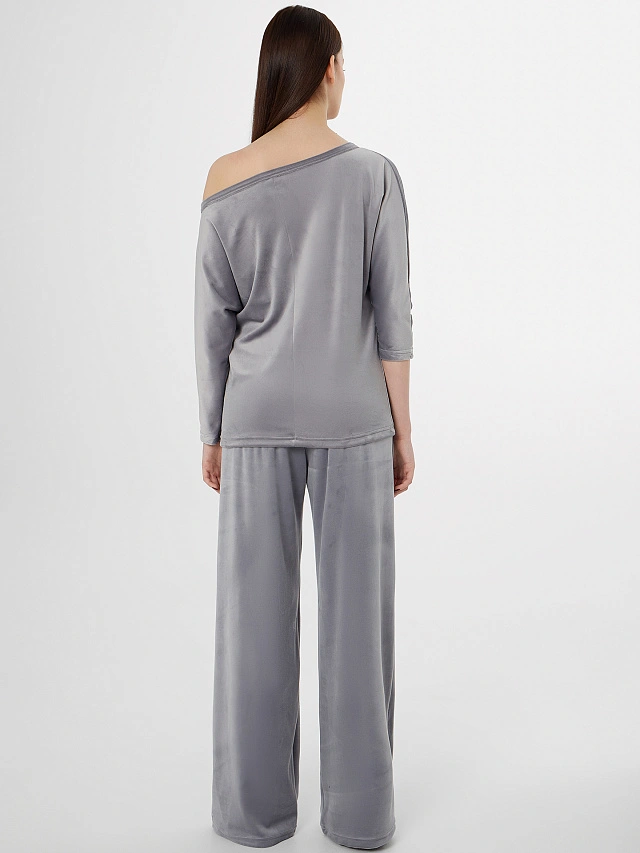 Комплект домашний женский велюровый серый - 2