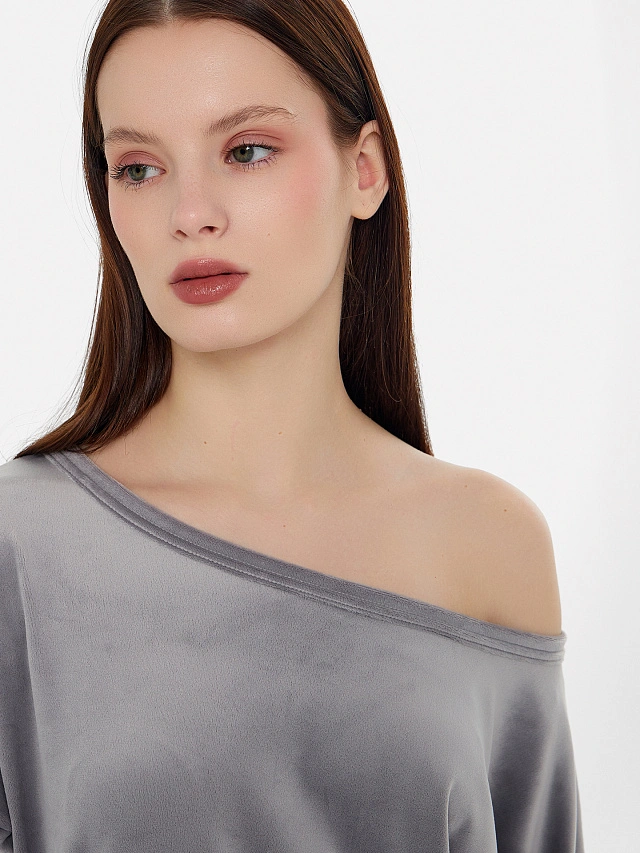 Комплект домашний женский велюровый серый - 4