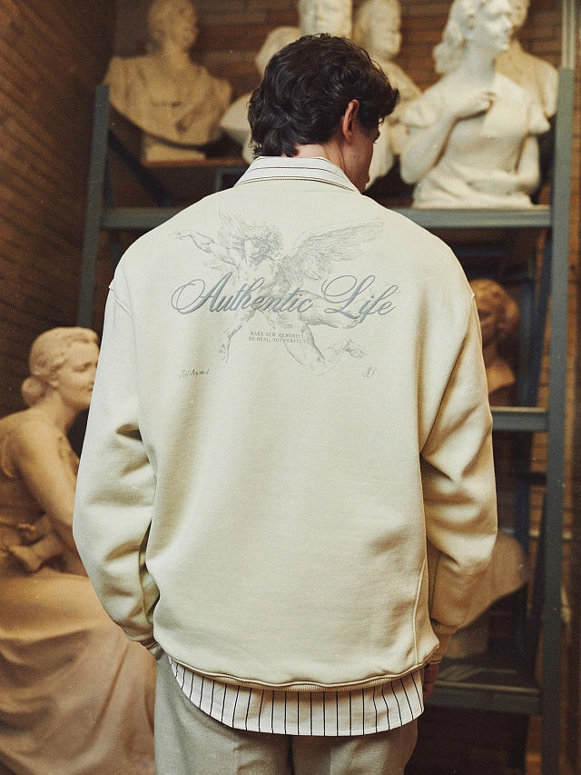 Свитшот мужской бежевый с надписью - 3