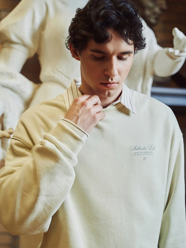 Свитшот мужской бежевый с надписью - 4