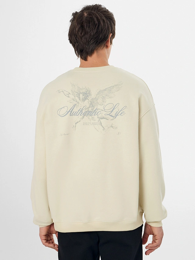 Свитшот мужской бежевый с надписью - 6