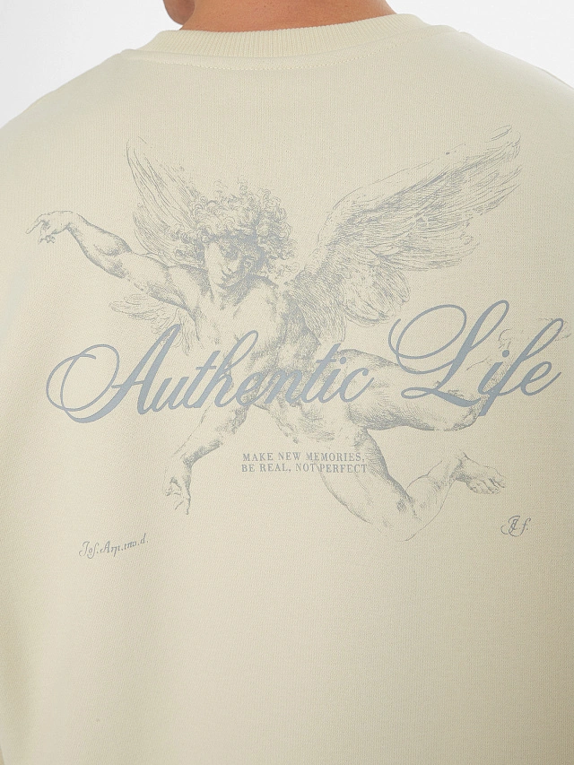 Свитшот мужской бежевый с надписью - 11