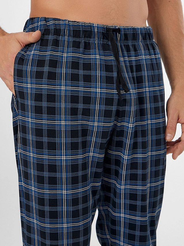 Брюки домашние мужские в синюю клетку - 6