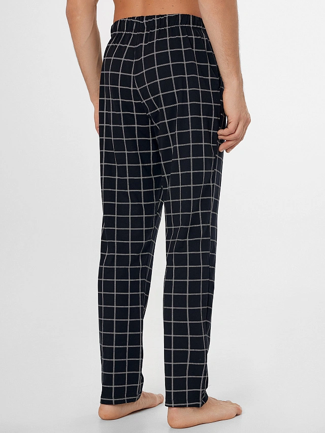 Брюки домашние мужские черные в клетку - 3