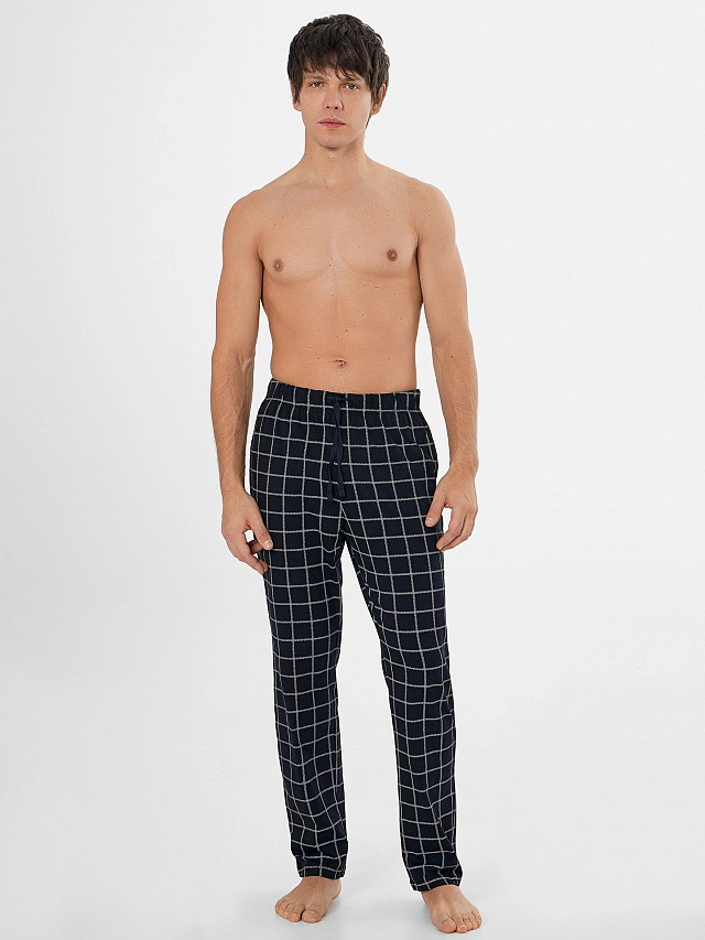 Брюки домашние мужские черные в клетку - 4