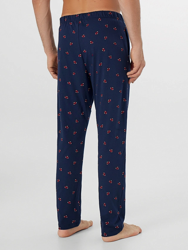 Брюки домашние мужские синие с принтом - 3