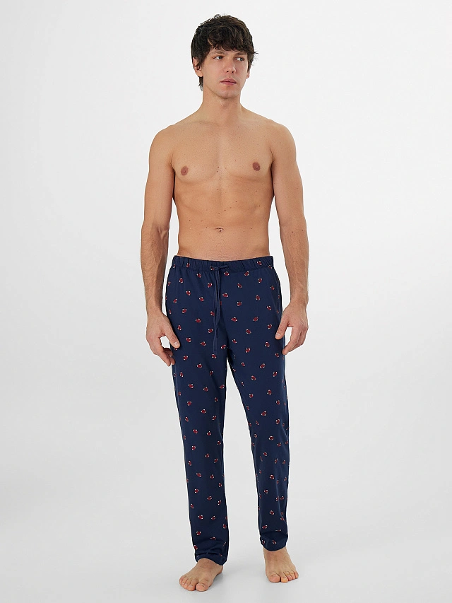 Брюки домашние мужские синие с принтом - 4