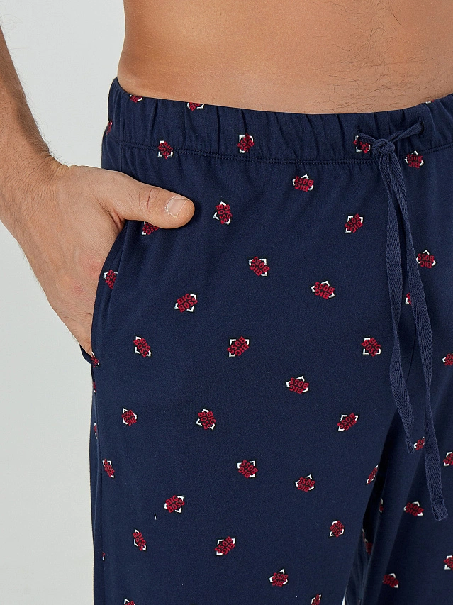 Брюки домашние мужские синие с принтом - 5