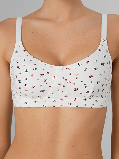 картинка Бюстгальтер макси женский бежевый с цветочным принтом от магазина стильной одежды Mark Formelle