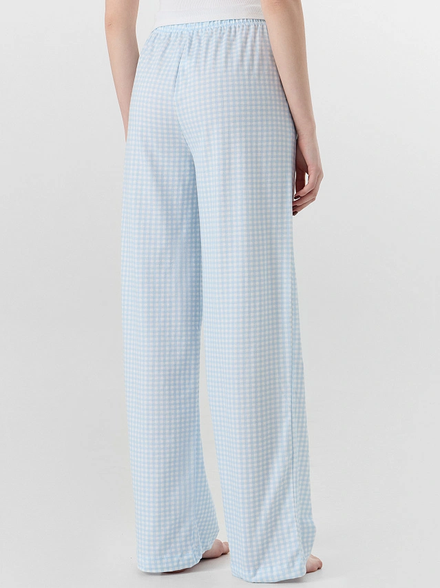 Брюки домашние женские в голубую клетку - 3