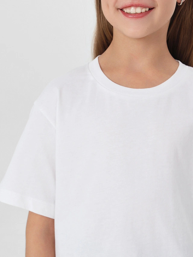 Футболка базовая для девочек белая - 4