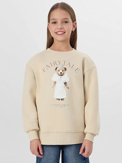 картинка Теплый джемпер для девочек бежевый с начесом от известного бренда одежды для девочек Mark Formelle