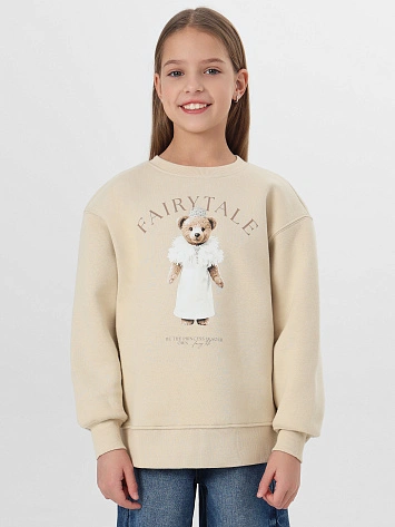 Теплый джемпер для девочек бежевый с начесом