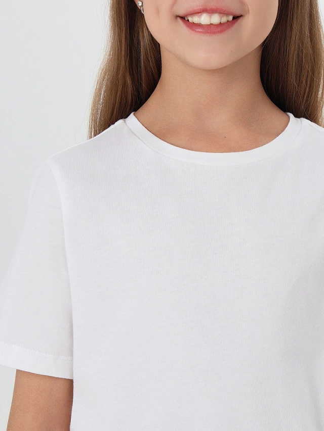 Футболка базовая для девочек белая - 4