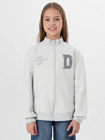 Толстовка для девочек серая на молнии