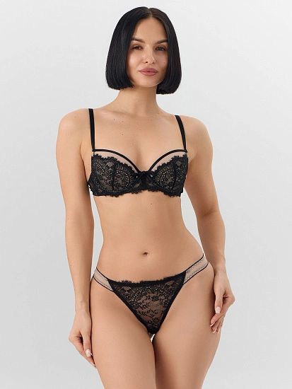 Трусы бразилиана женские черные кружевные