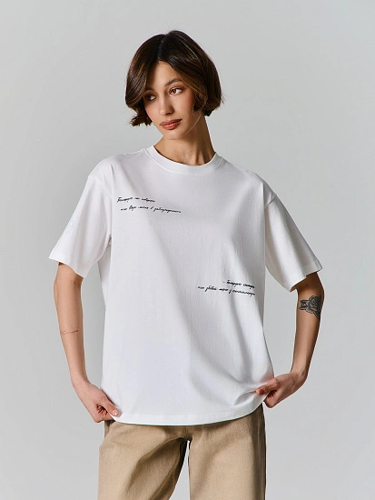 картинка Футболка базовая женская белая "Белорусы не говорят..." от магазина стильной одежды Mark Formelle