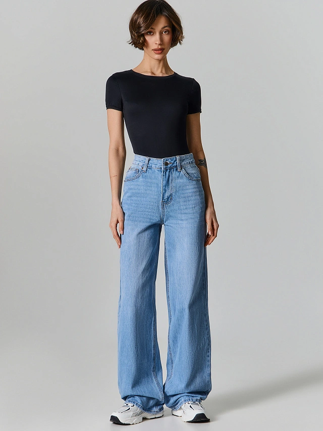 Джинсы женские wide leg голубые - 3