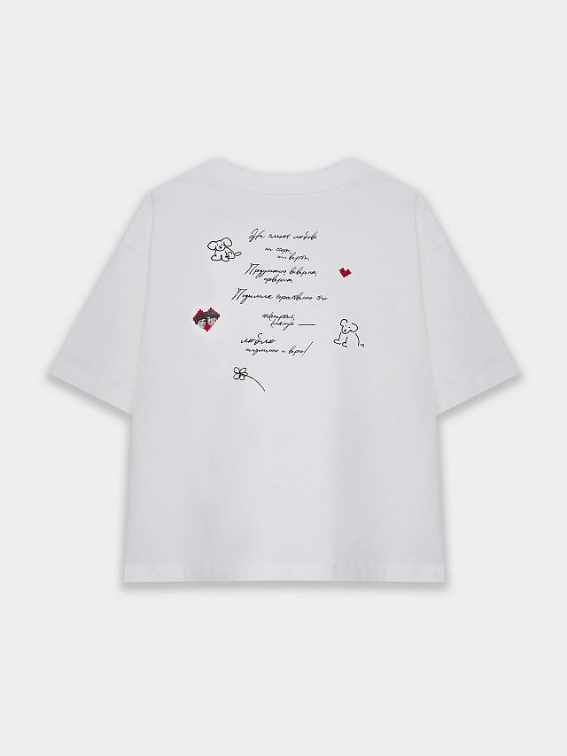 Футболка оверсайз женская белая с надписью - 17