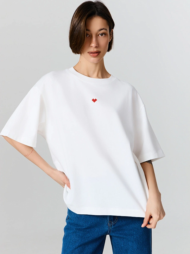 Футболка оверсайз женская белая с надписью - 3