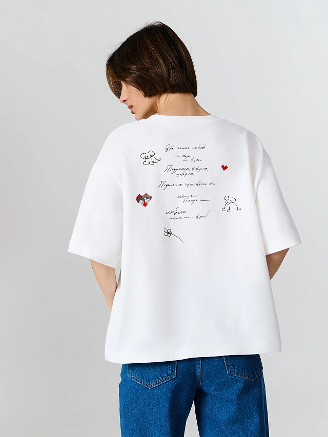 Футболка оверсайз женская белая с надписью - 6