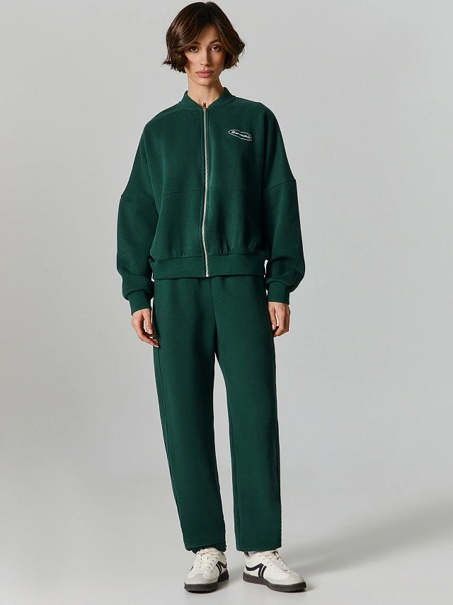 Толстовка женская зеленая на молнии - 3