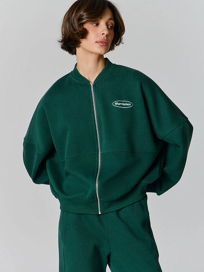 картинка Толстовка женская зеленая на молнии от магазина стильной одежды Mark Formelle