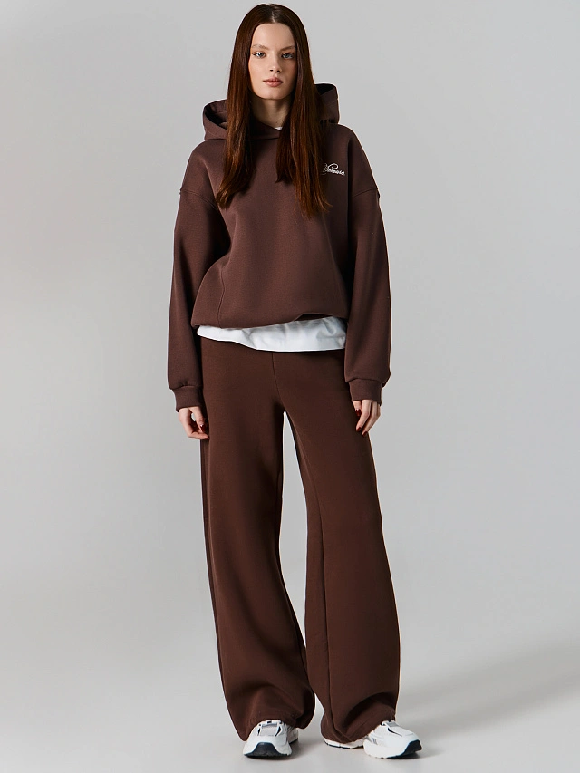 Теплое худи женское коричневое с начесом - 4