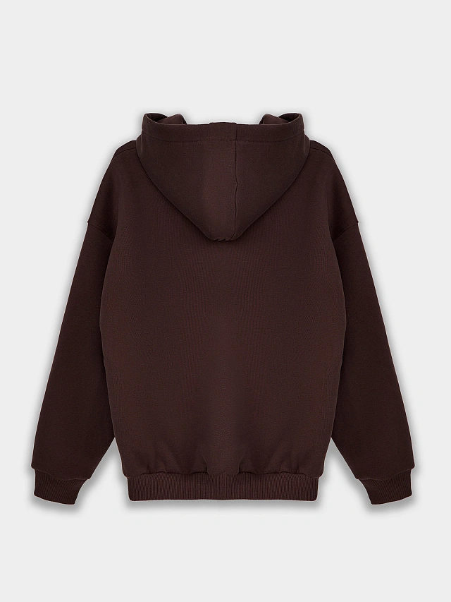 Теплое худи женское коричневое с начесом - 10