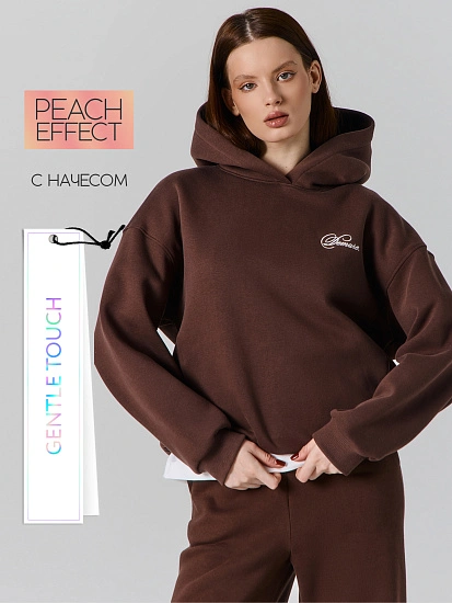 картинка Теплое худи женское коричневое с начесом от магазина стильной одежды Mark Formelle