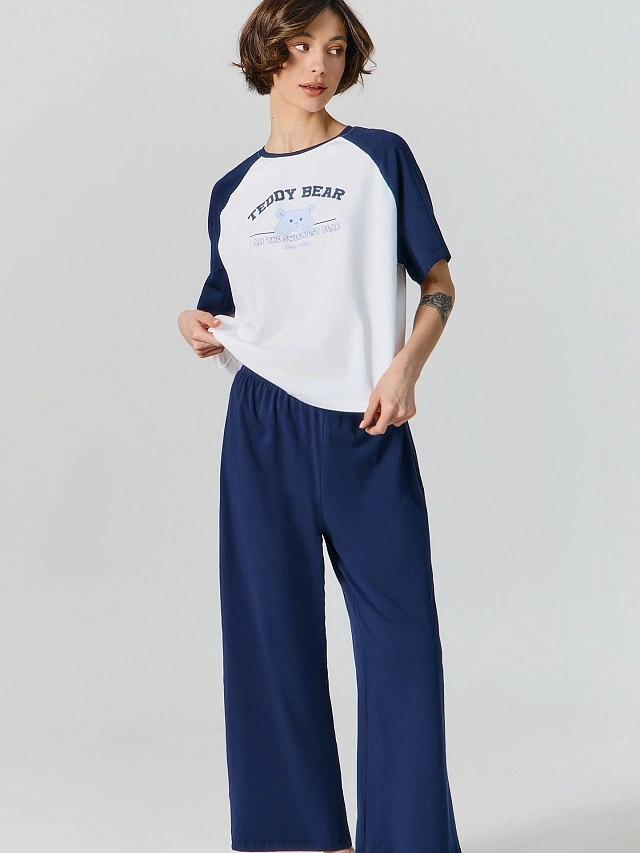 Комплект домашний женский: футболка и бриджи - 3