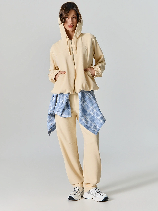 Брюки бананы женские бежевые - 5