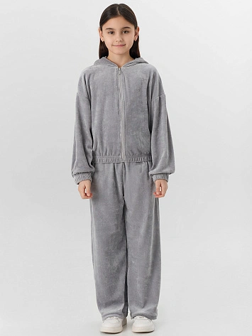 Комплект велюровый для девочек серый