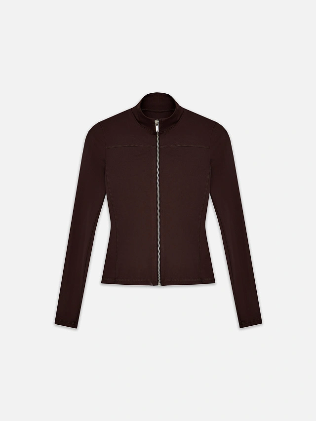 Рашгард спортивный женский на молнии коричневый - 6