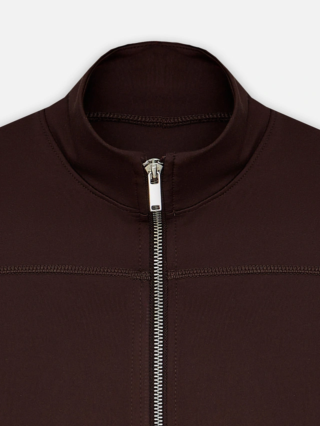 Рашгард спортивный женский на молнии коричневый - 7