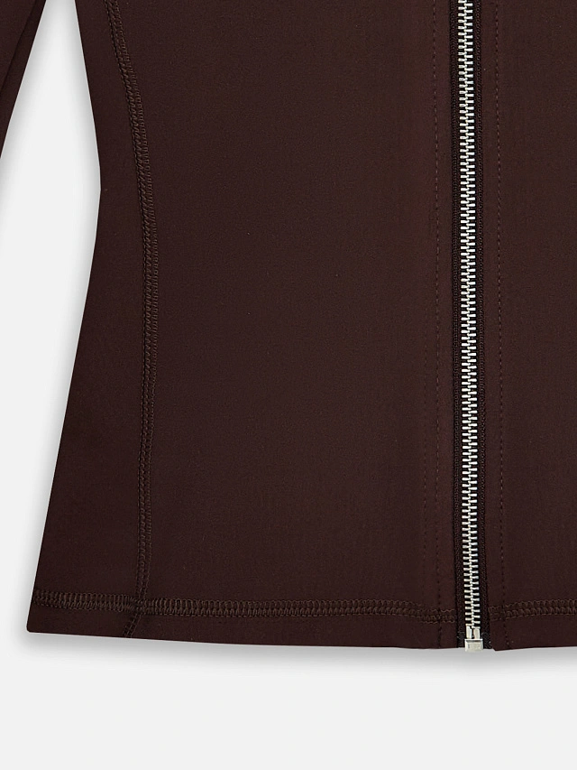 Рашгард спортивный женский на молнии коричневый - 8