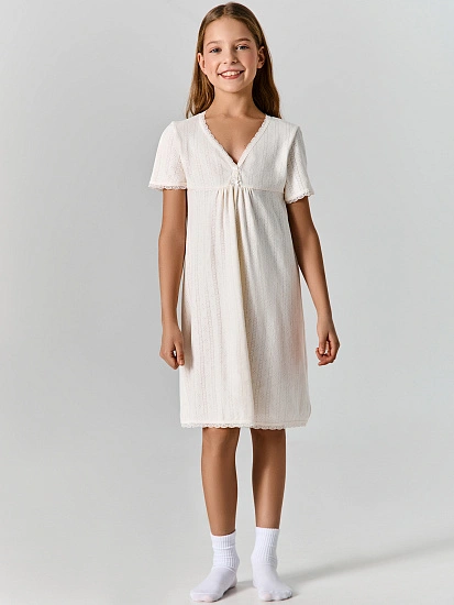 картинка Сорочка ночная для девочек молочная от известного бренда одежды для девочек Mark Formelle