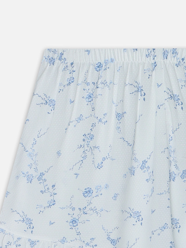 Комплект женский домашний молочный с цветочным принтом - 9