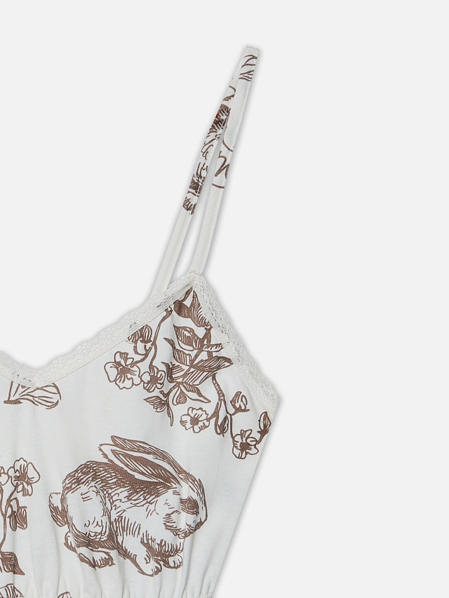 Комплект домашний женский бежевый с принтом кроликов - 11