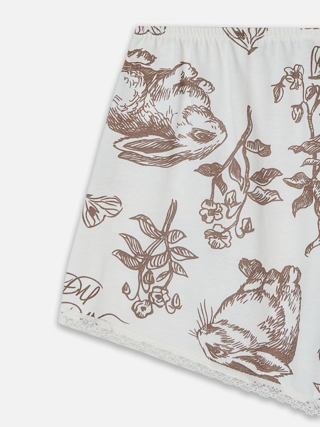 Комплект домашний женский бежевый с принтом кроликов - 7