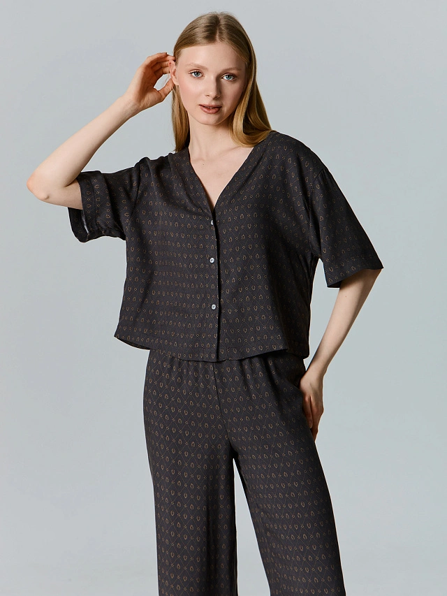 Комплект домашний женский серый с узором - 3