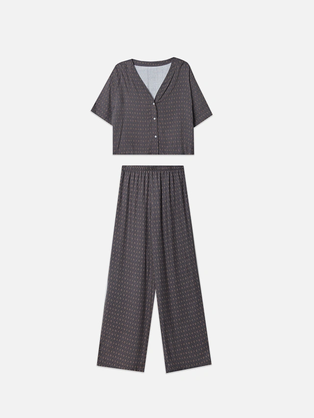 Комплект домашний женский серый с узором - 6