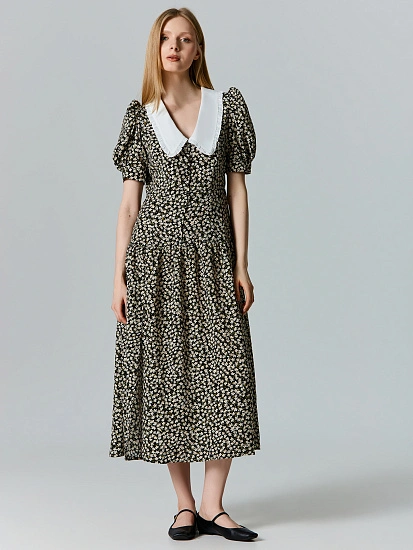 картинка Платье миди женское приталенное с воротником  от магазина стильной одежды Mark Formelle