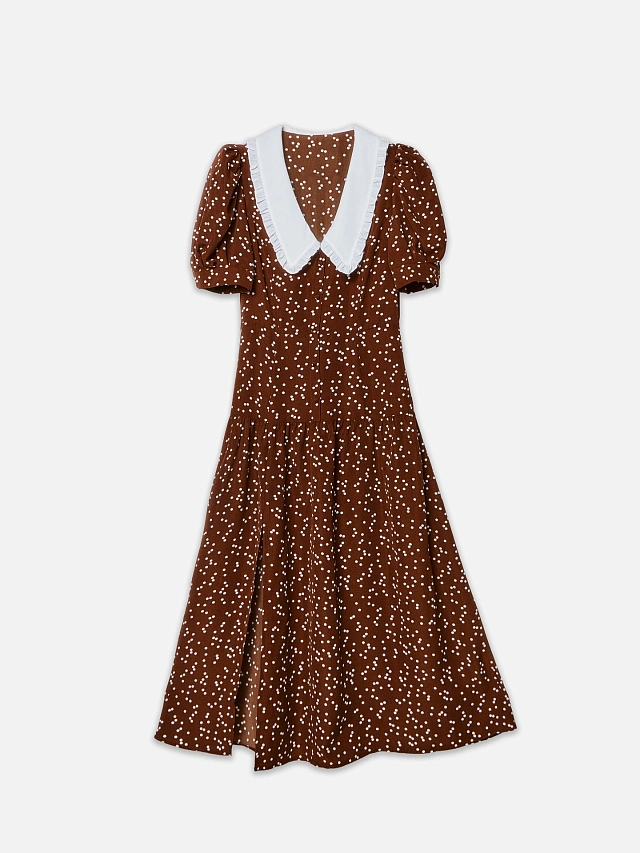 Платье миди женское приталенное с воротником - 6